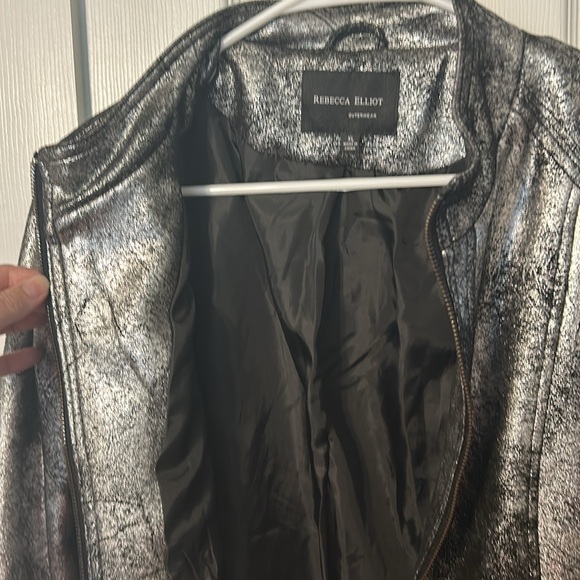 Rebecca Elliot Silver Metallic Bomber Jacket - Picture 6 of 7